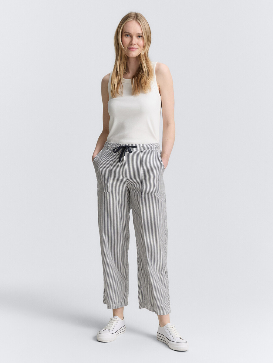 seersucker-culotte-hose mit kordelzug