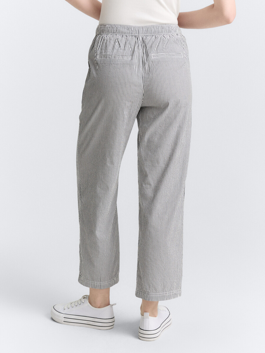 seersucker-culotte-hose mit kordelzug