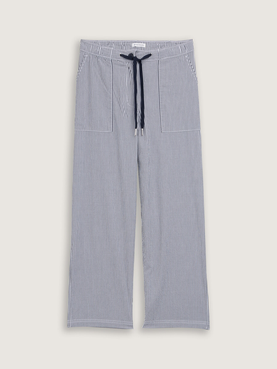 seersucker-culotte-hose mit kordelzug