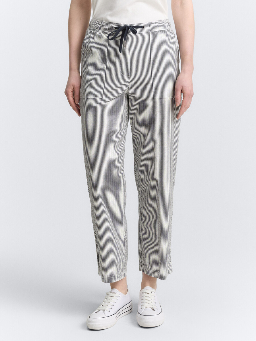 seersucker-culotte-hose mit kordelzug