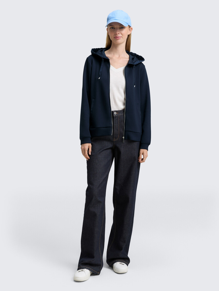 kapuzenpullover-jacke aus scuba-gewebe