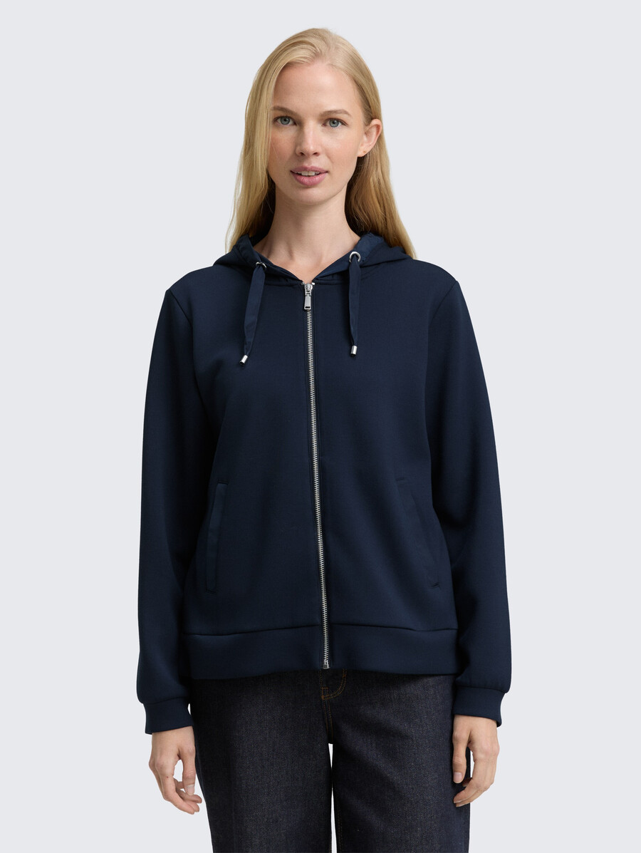 kapuzenpullover-jacke aus scuba-gewebe