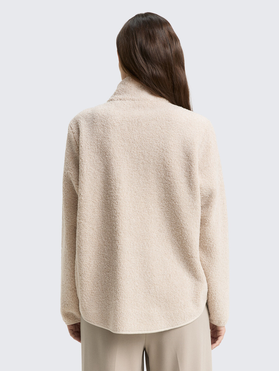 teddy-sweatjacke mit stehkragen