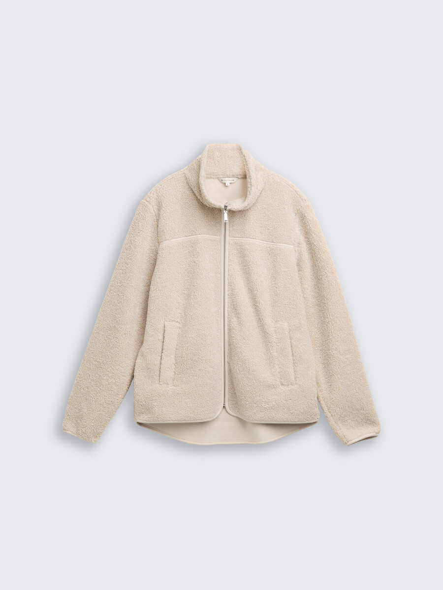 teddy-sweatjacke mit stehkragen