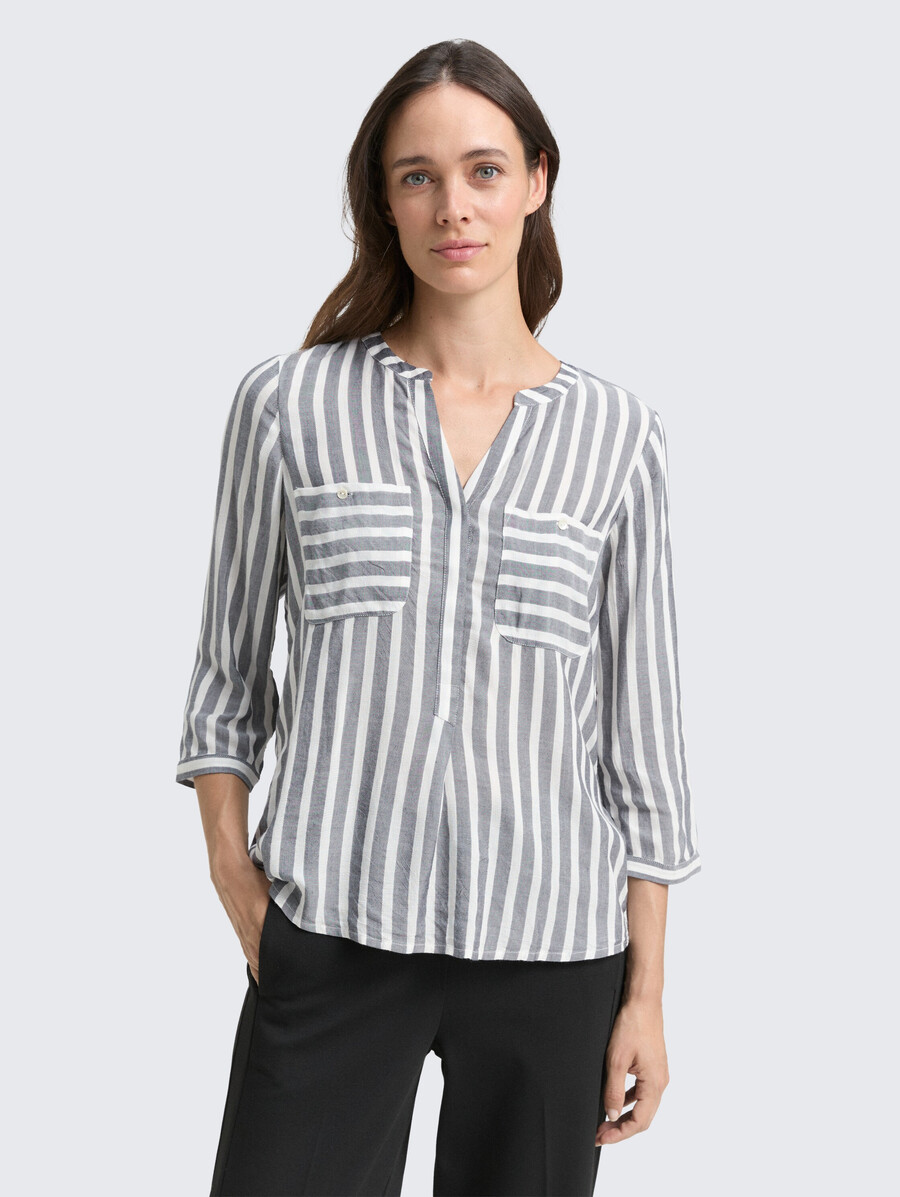 gestreifte bluse mit taschen