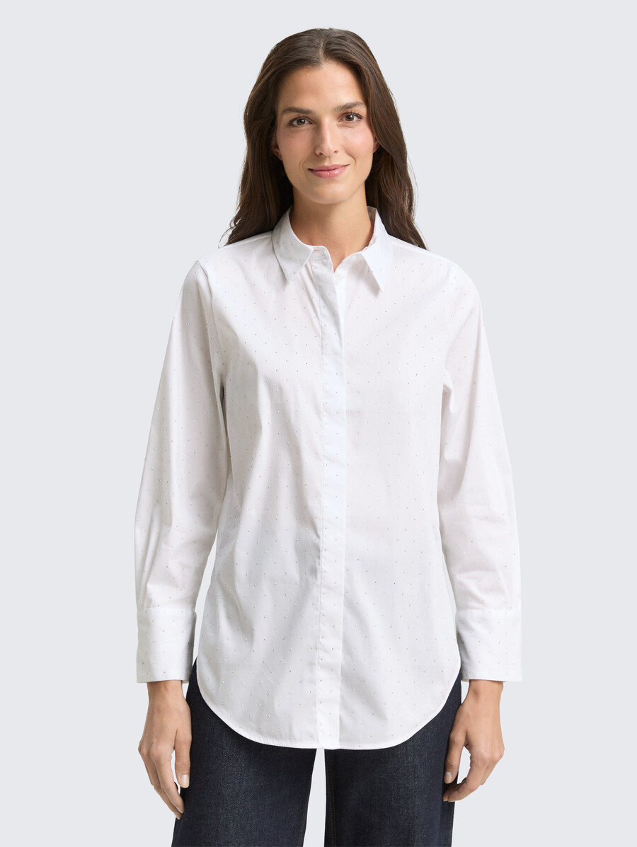 locker geschnittene bluse mit strasssteinen