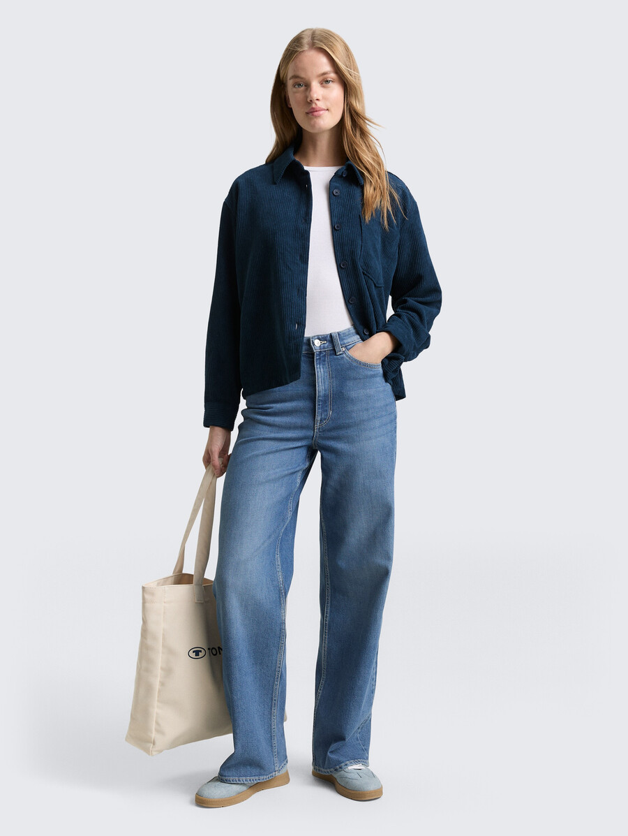 cordbluse in kastenförmiger passform