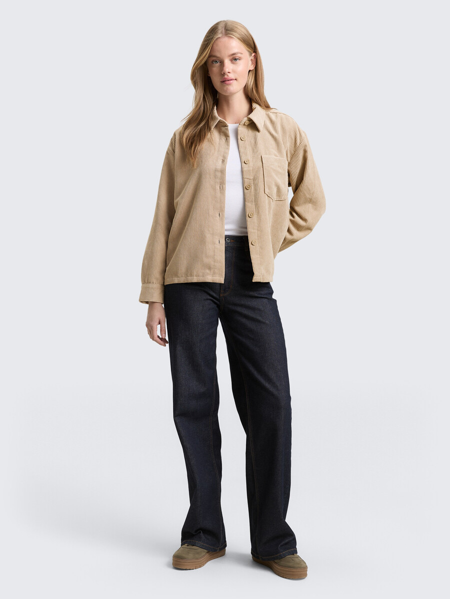 cordbluse in kastenförmiger passform