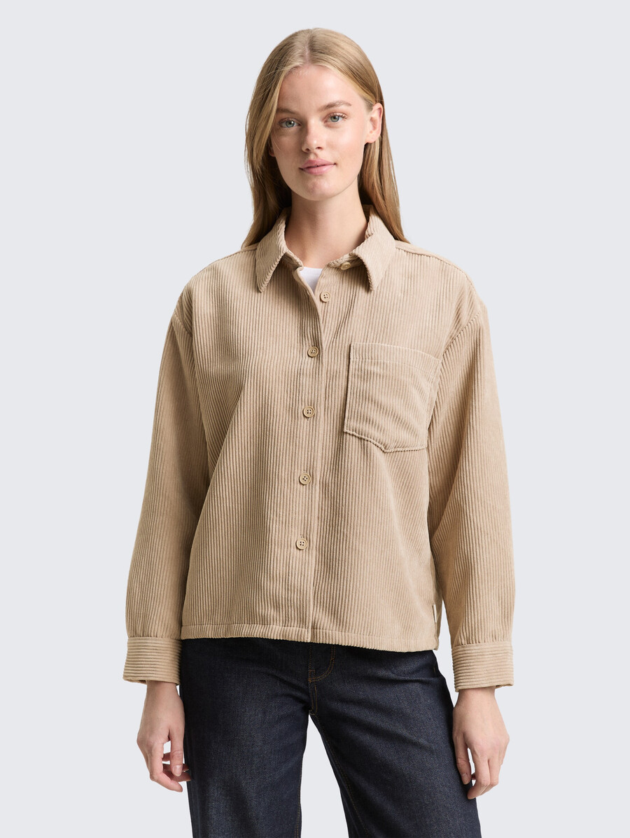 cordbluse in kastenförmiger passform