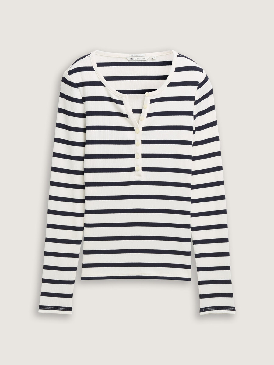 geripptes henley-langarmshirt
