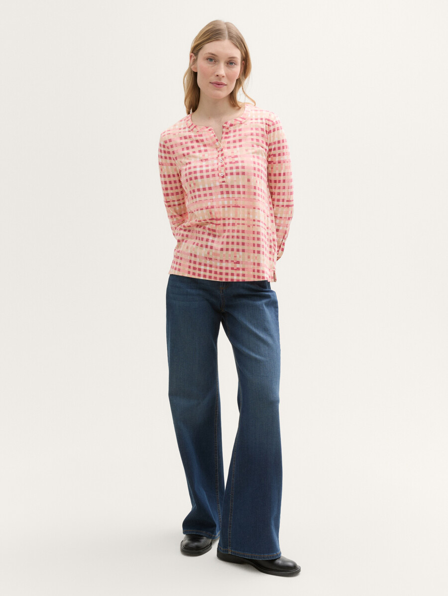 henley-langarmhemd mit muster