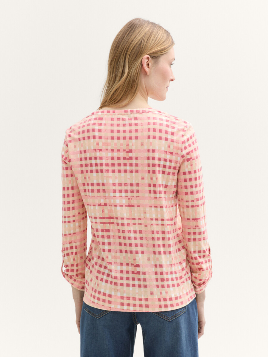 henley-langarmhemd mit muster