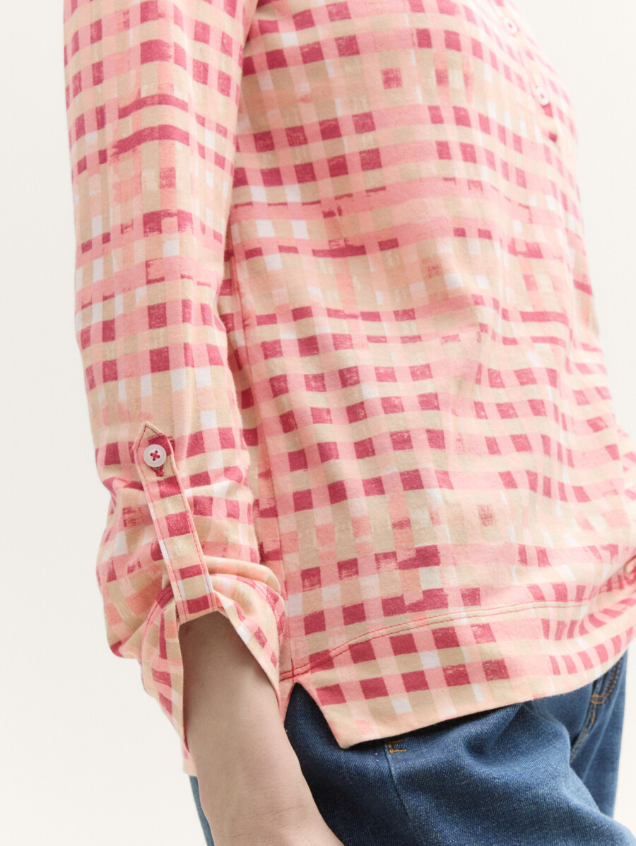 henley-langarmhemd mit muster