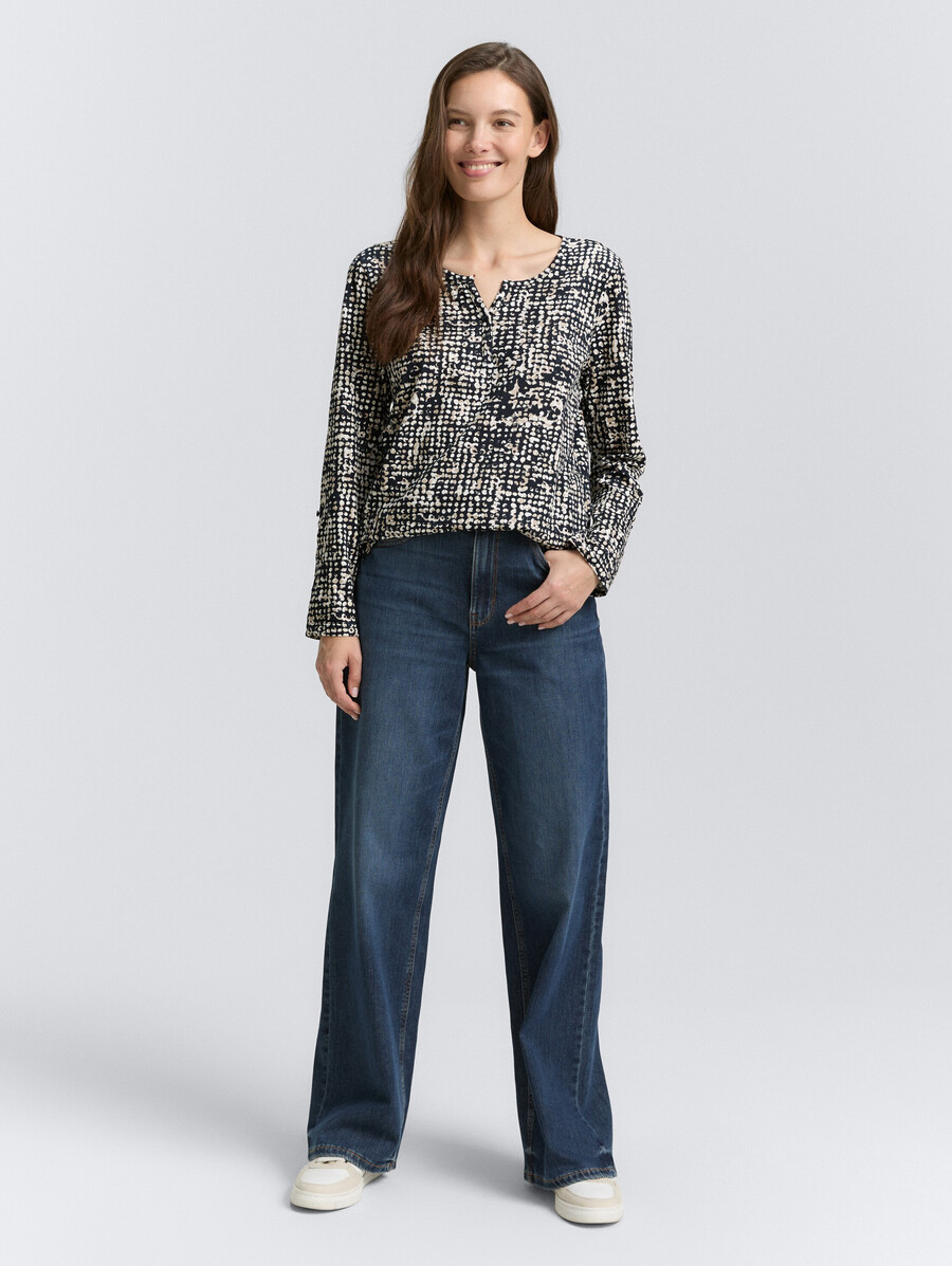 henley-bluse mit muster