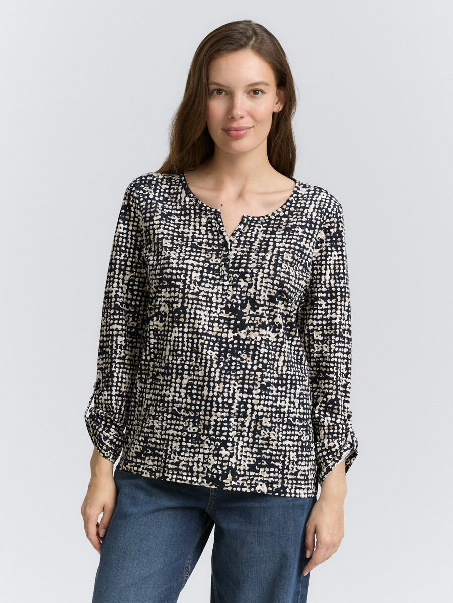 henley-bluse mit muster