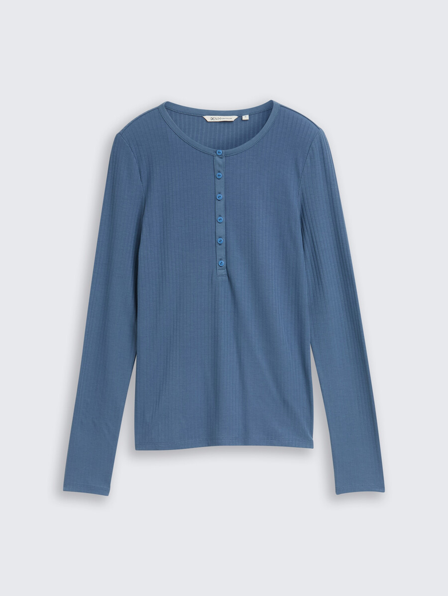 geripptes henley-langarmshirt