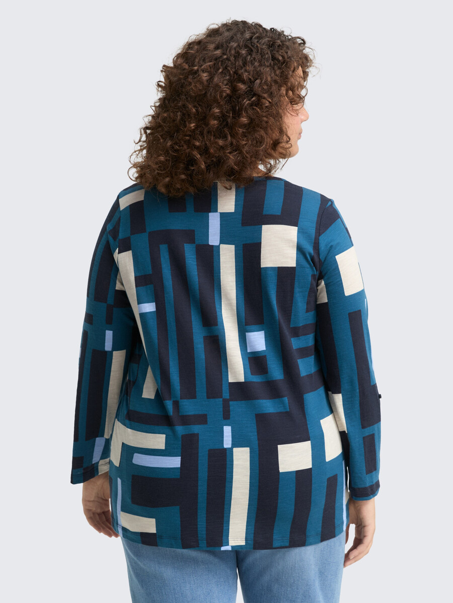 plus size - henley-bluse mit muster
