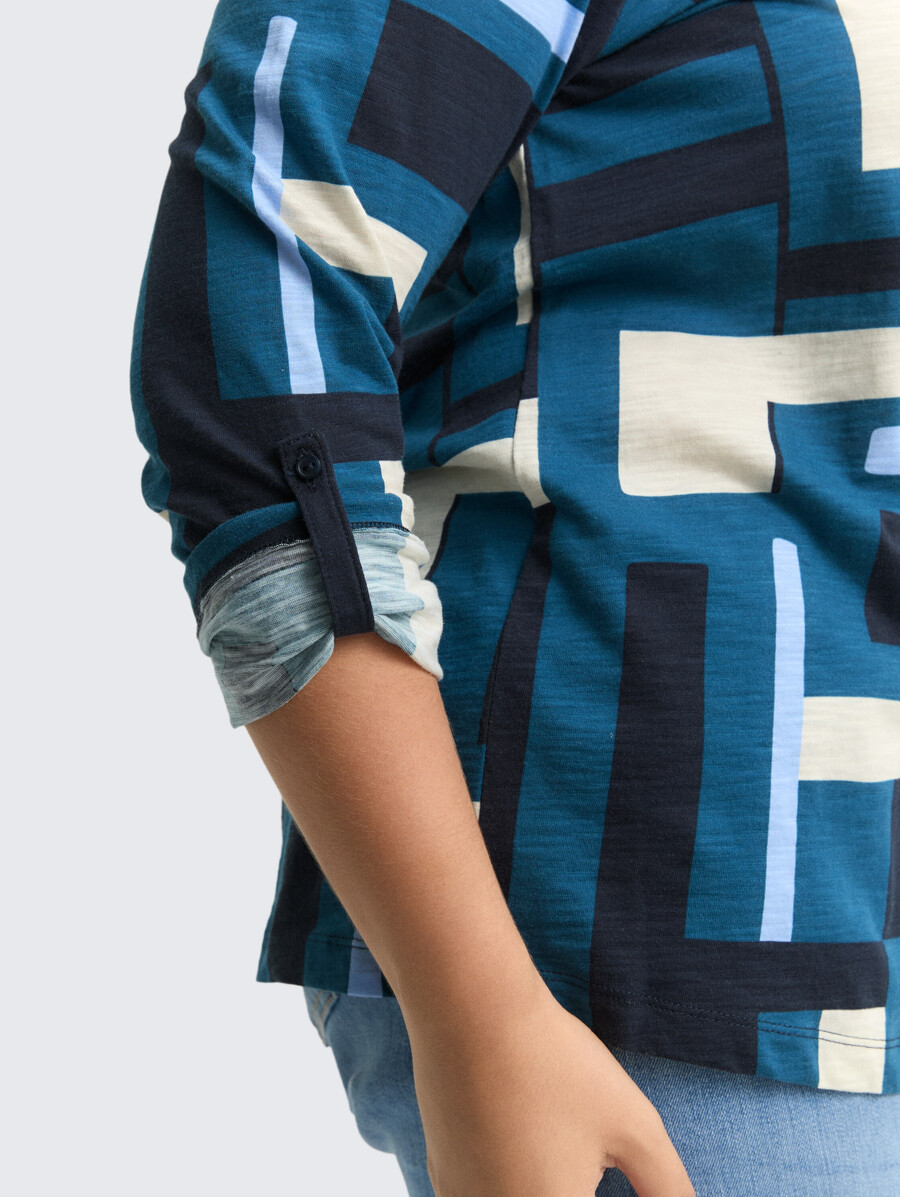 plus size - henley-bluse mit muster