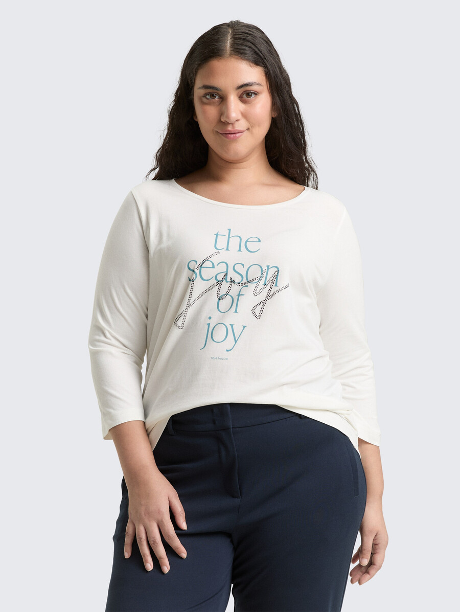 plus size – langärmeliges hemd mit aufdruck
