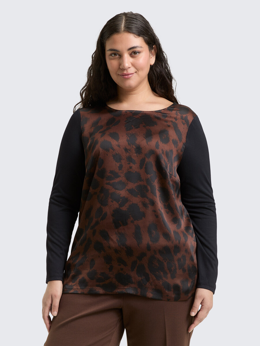plus size – locker geschnittenes langarmshirt mit leopardenmuster