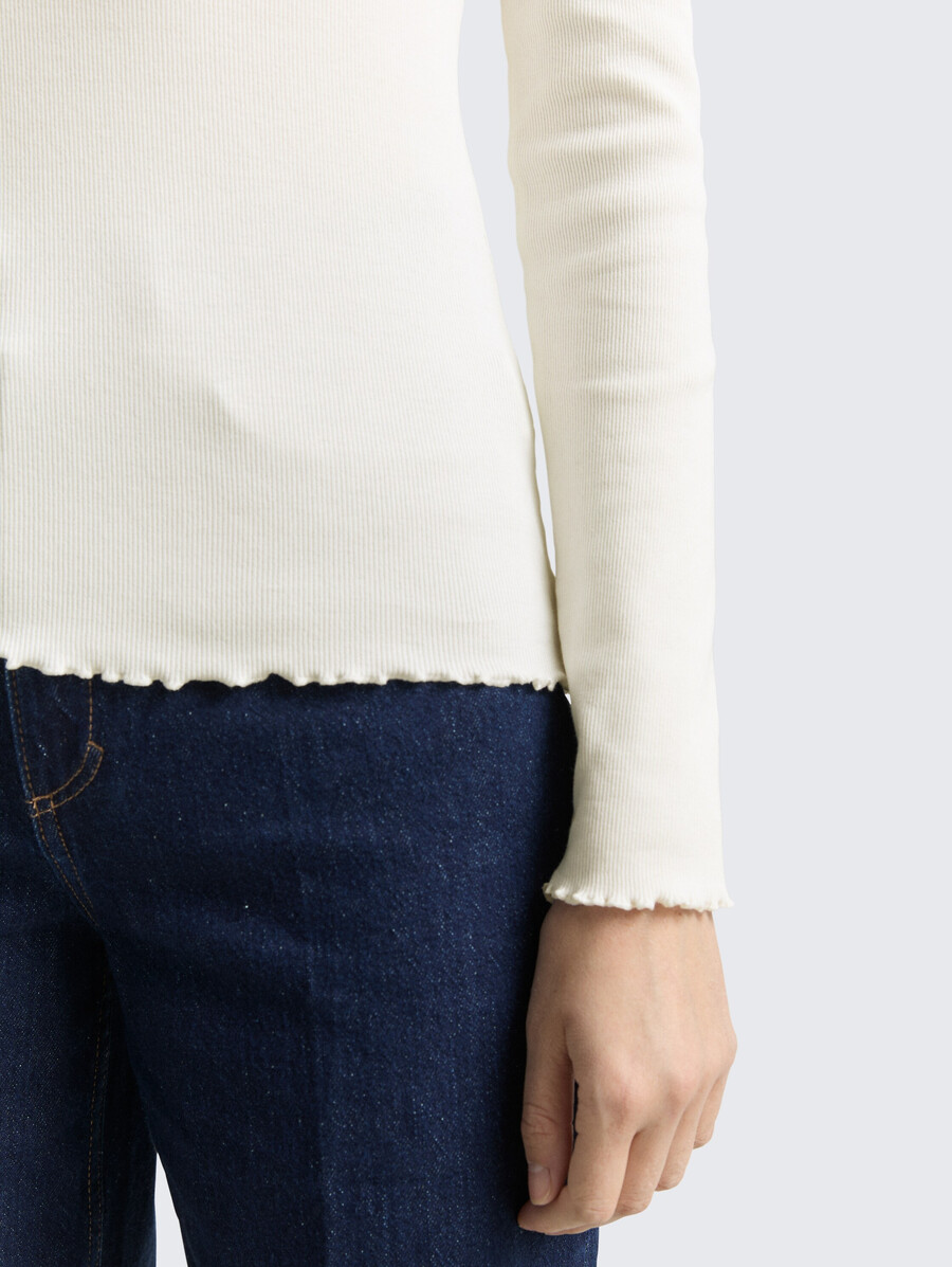 schmal geschnittenes langarmhemd mit rippstrickstruktur