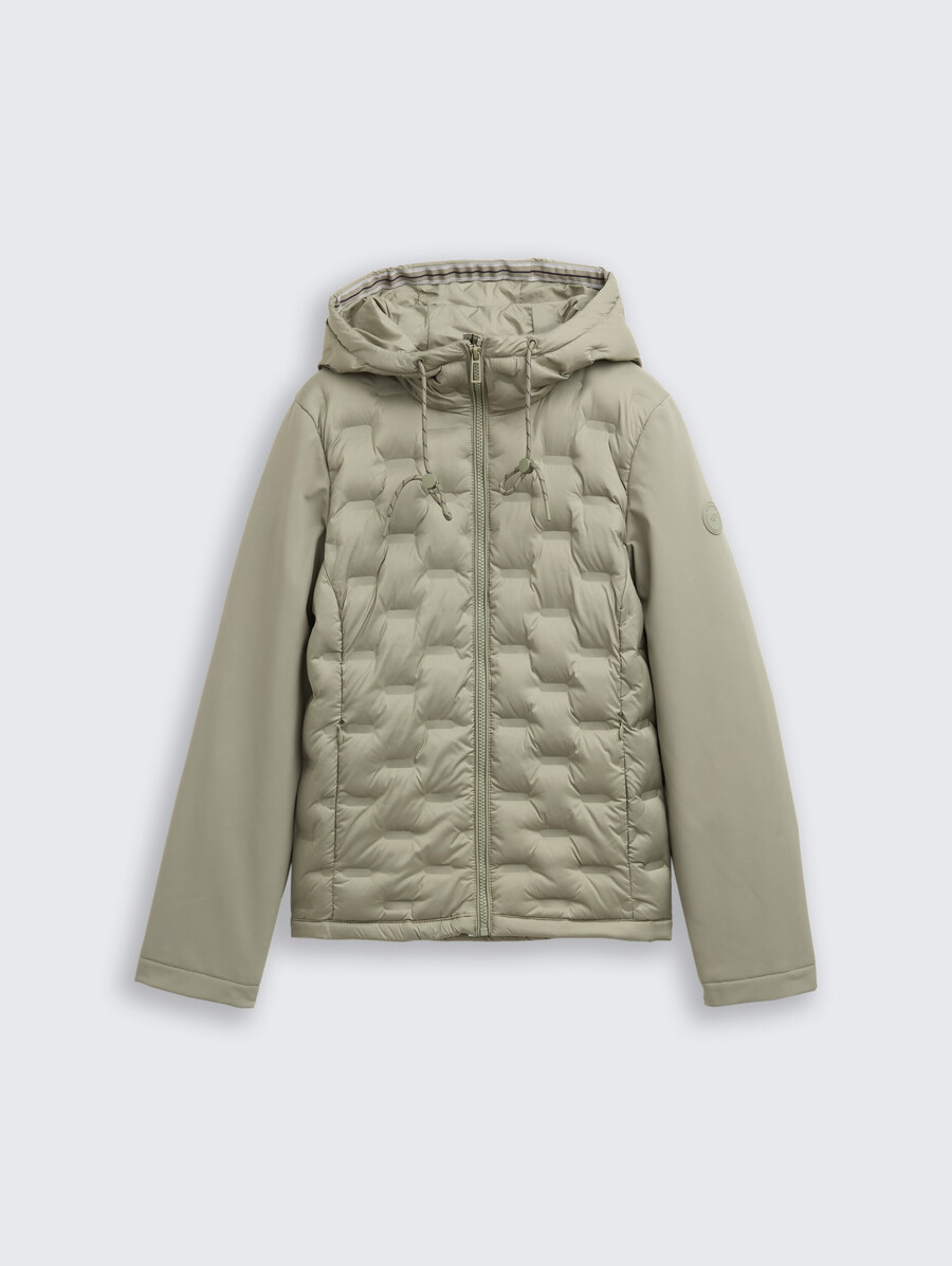 hybrid-steppjacke mit kapuze