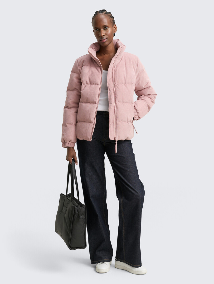 cord-steppjacke mit stehkragen