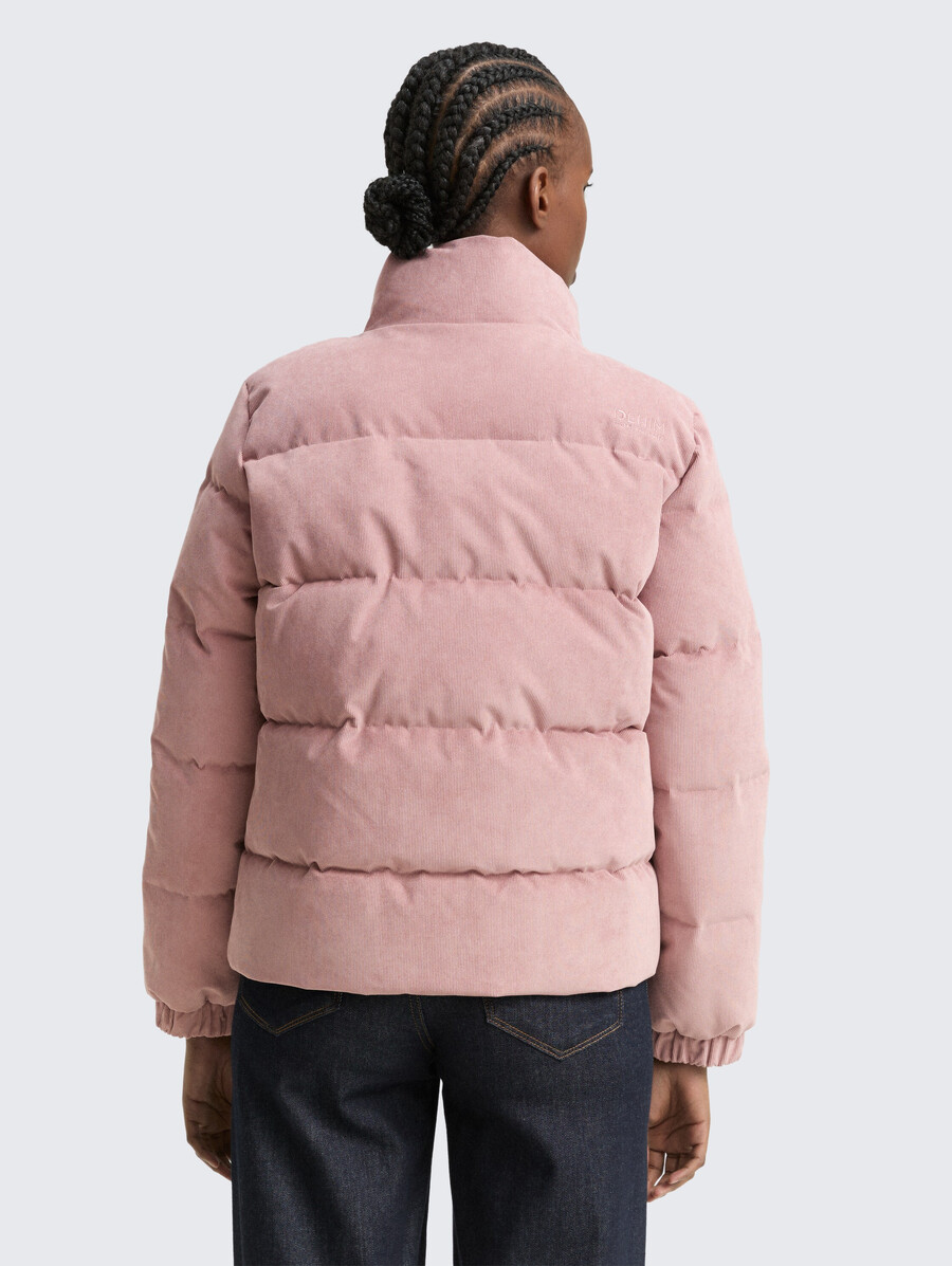 cord-steppjacke mit stehkragen