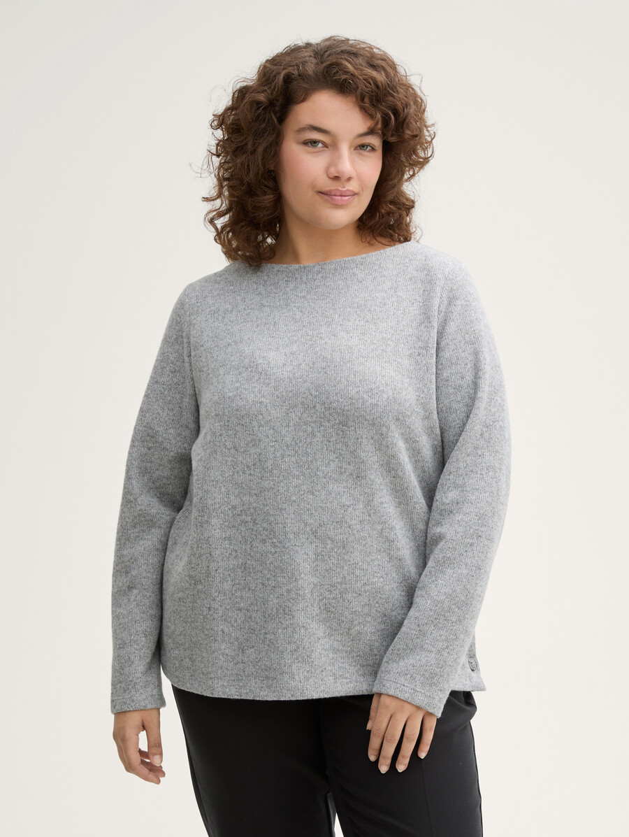 plus size – weiches sweatshirt mit knopfdetails