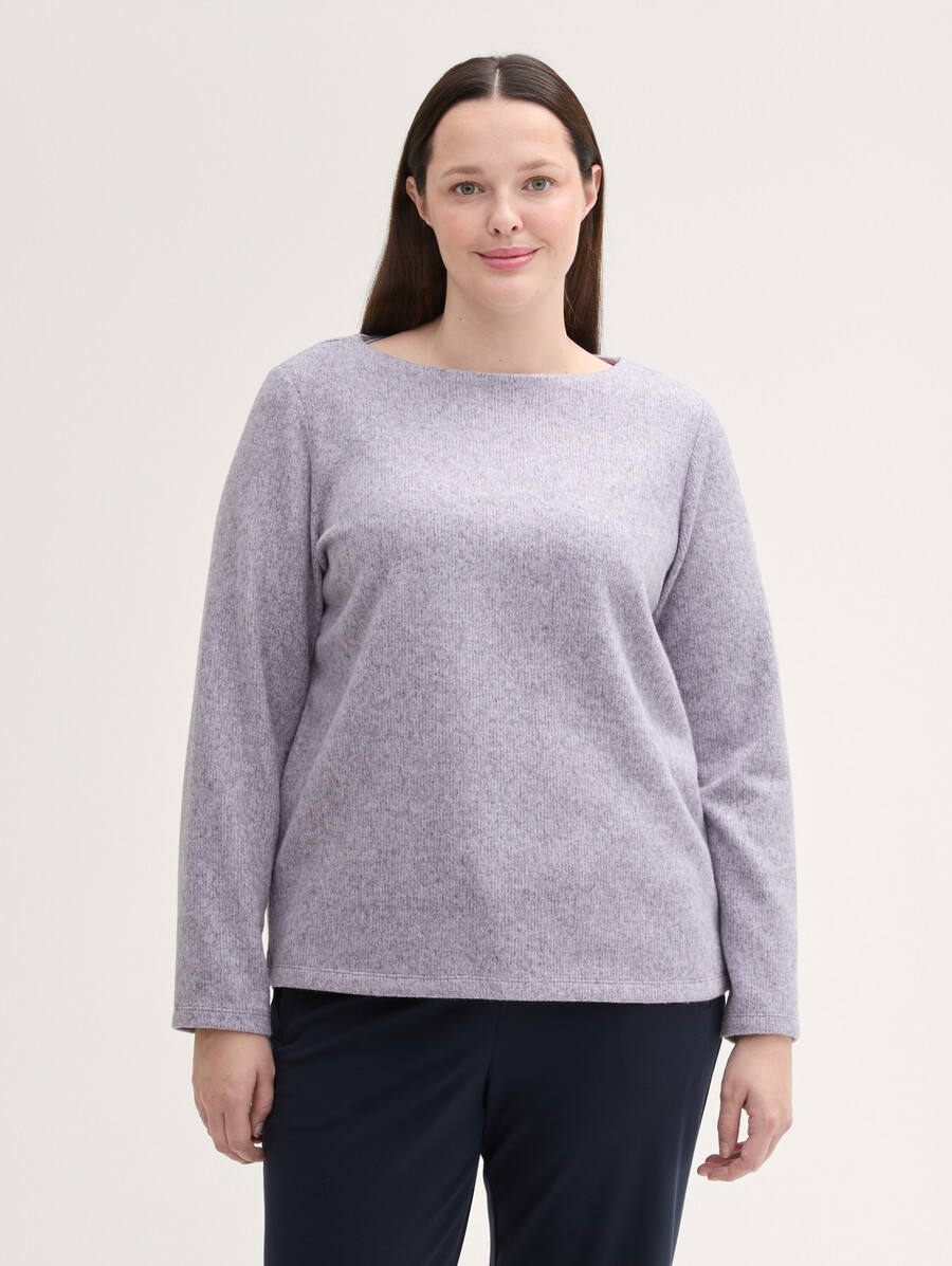 plus size – weiches sweatshirt mit knopfdetails