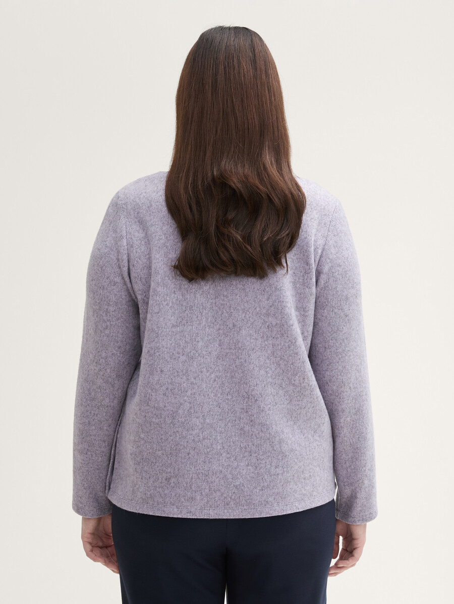 plus size – weiches sweatshirt mit knopfdetails
