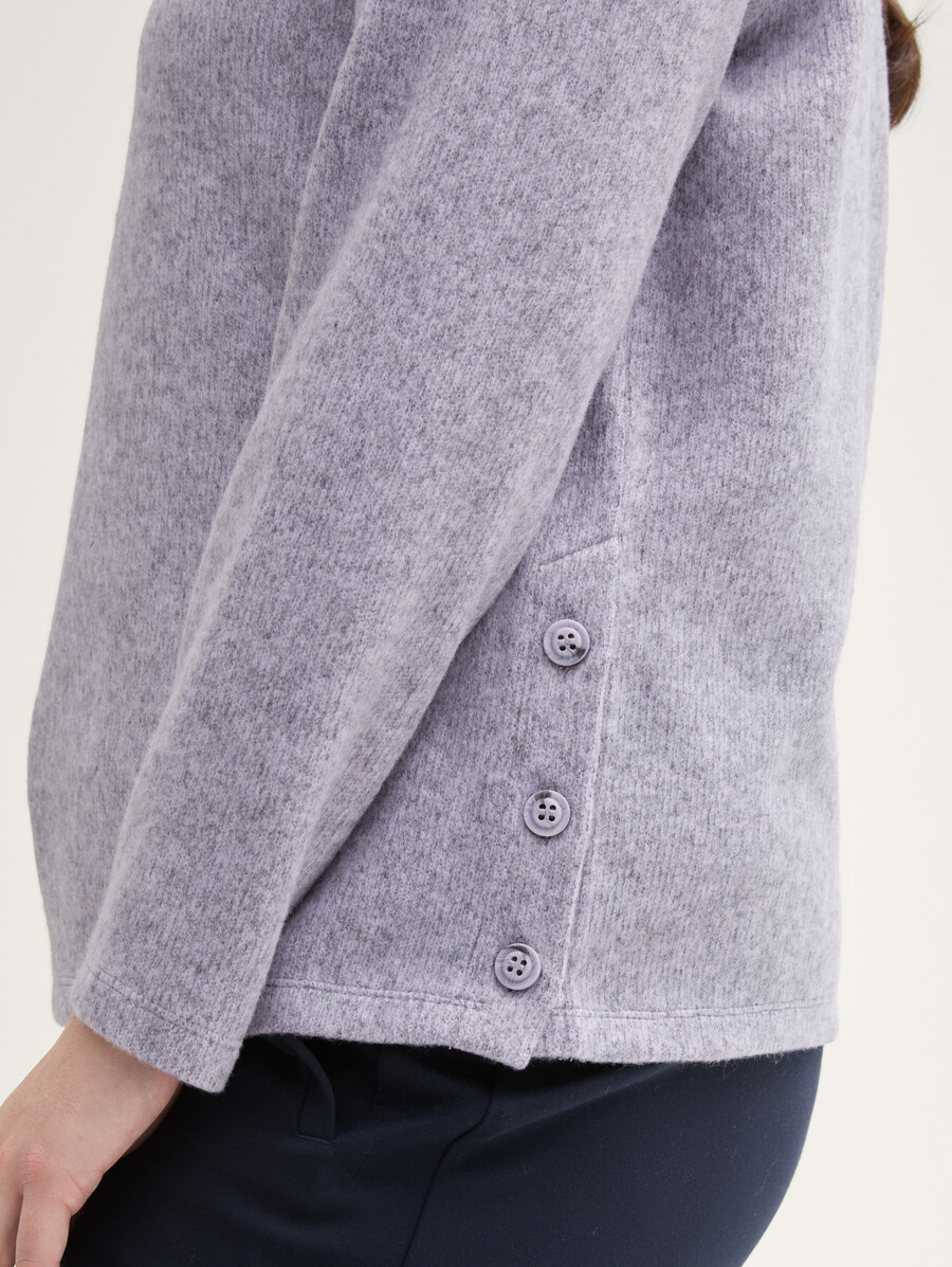 plus size – weiches sweatshirt mit knopfdetails