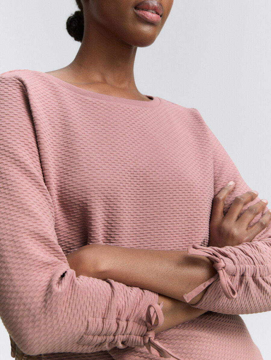 sweatshirt mit gerafften Ärmeln
