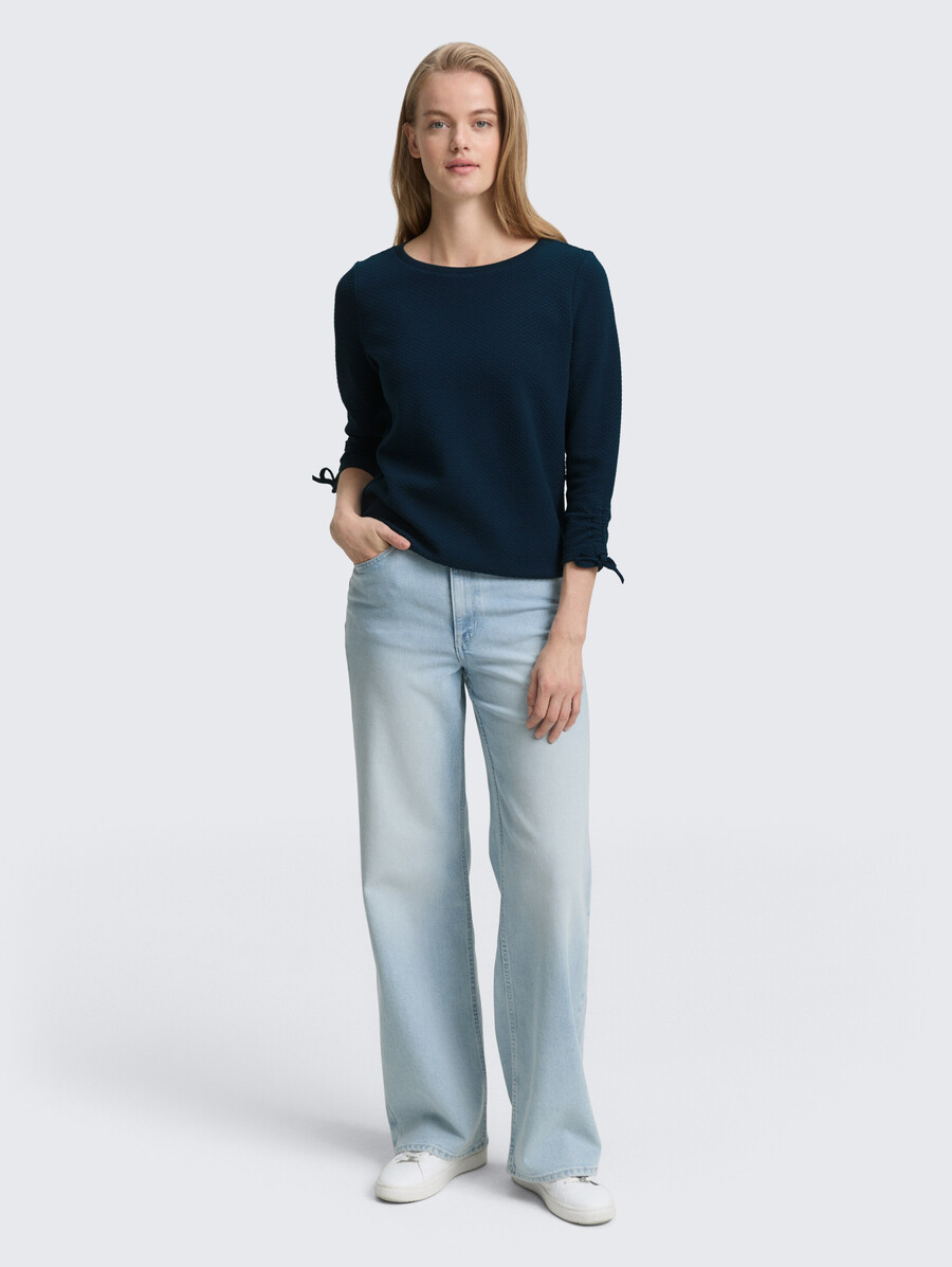 sweatshirt mit gerafften Ärmeln