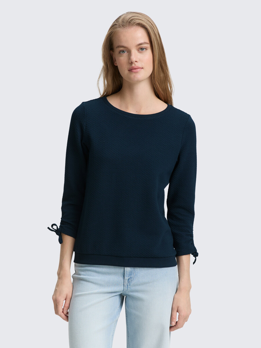 sweatshirt mit gerafften Ärmeln