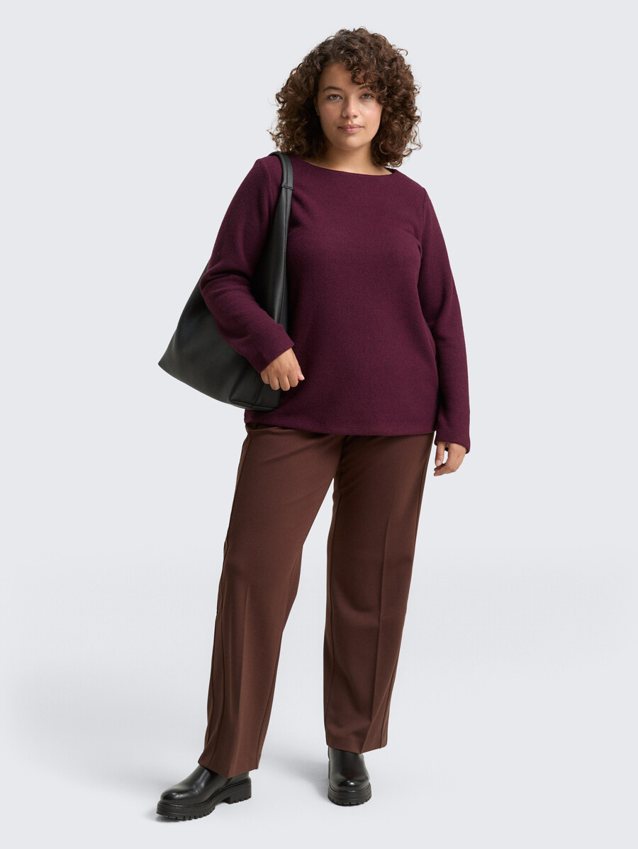 plus size – weiches sweatshirt mit knopfdetails