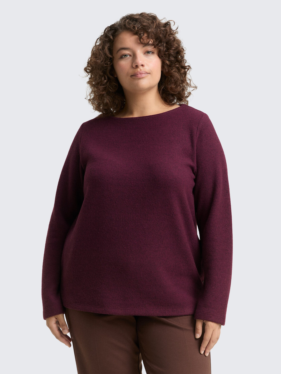 plus size – weiches sweatshirt mit knopfdetails