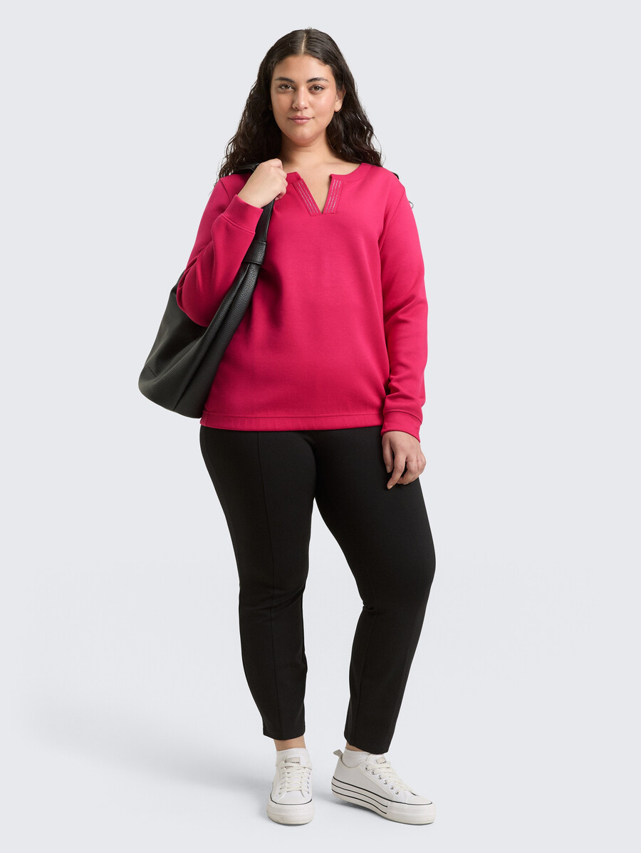 Übergröße – scuba-sweatshirt mit strasssteinen