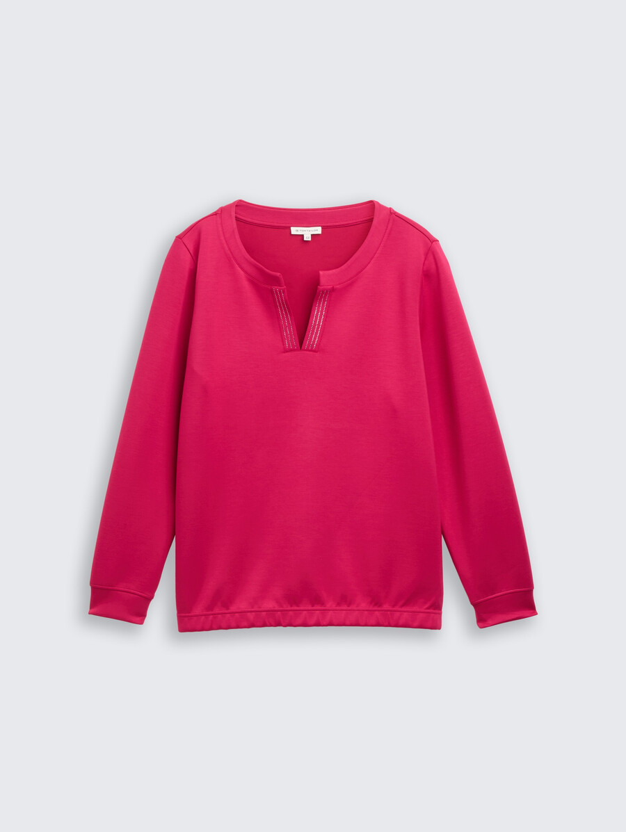 Übergröße – scuba-sweatshirt mit strasssteinen