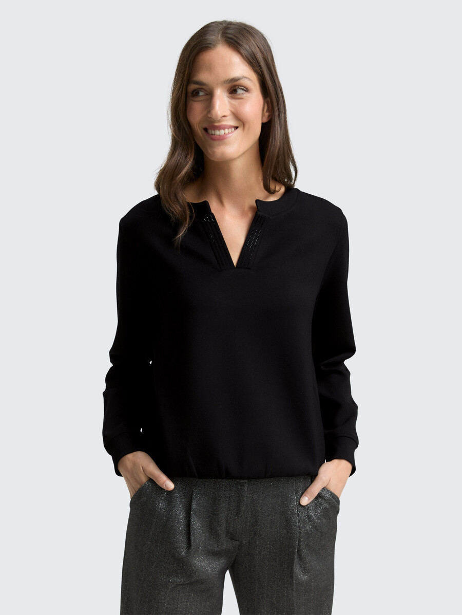 scuba-sweatshirt mit strasssteinen