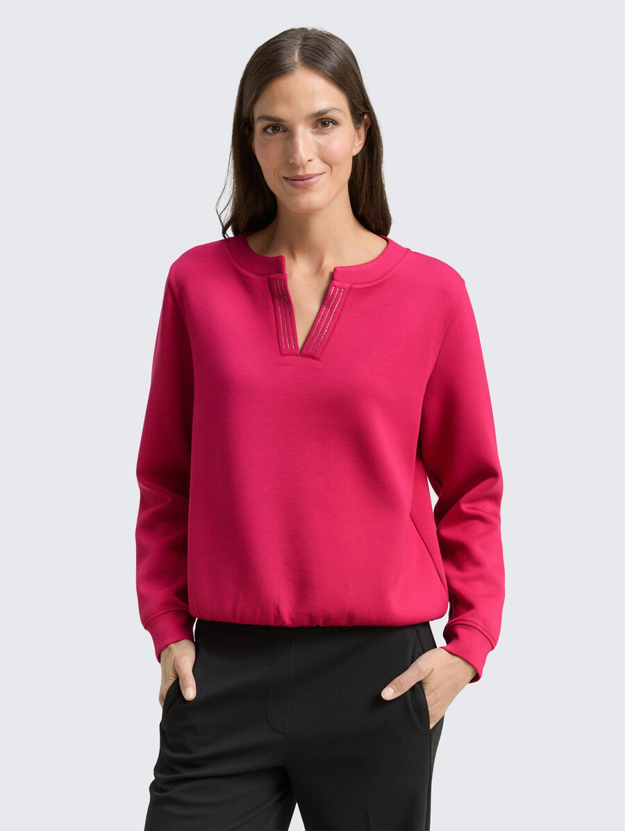 scuba-sweatshirt mit strasssteinen