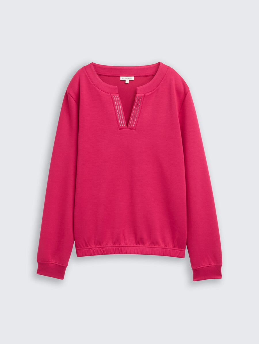 scuba-sweatshirt mit strasssteinen