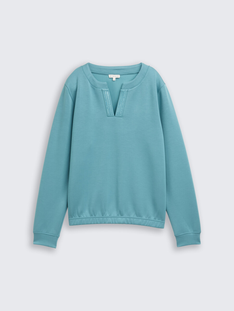scuba-sweatshirt mit strasssteinen