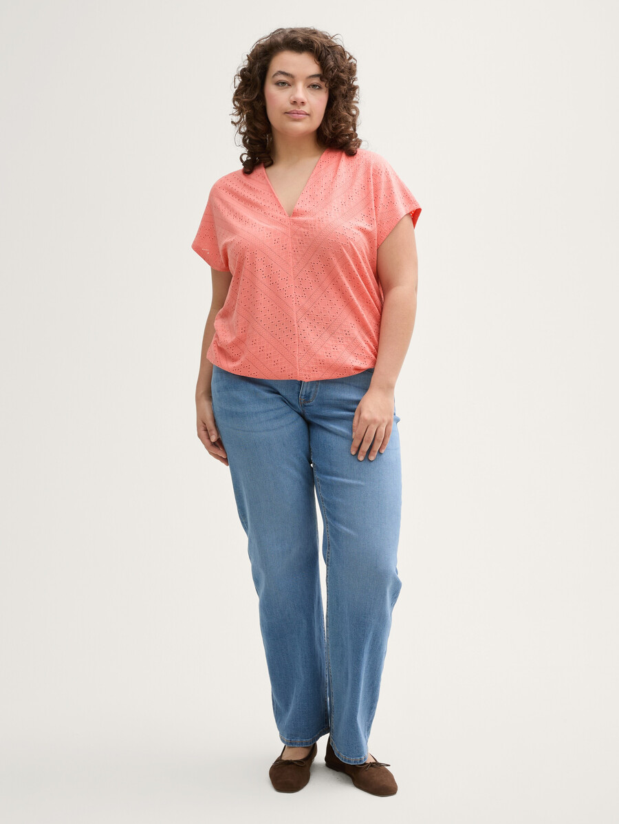 plus size - locker sitzendes ajour-t-shirt