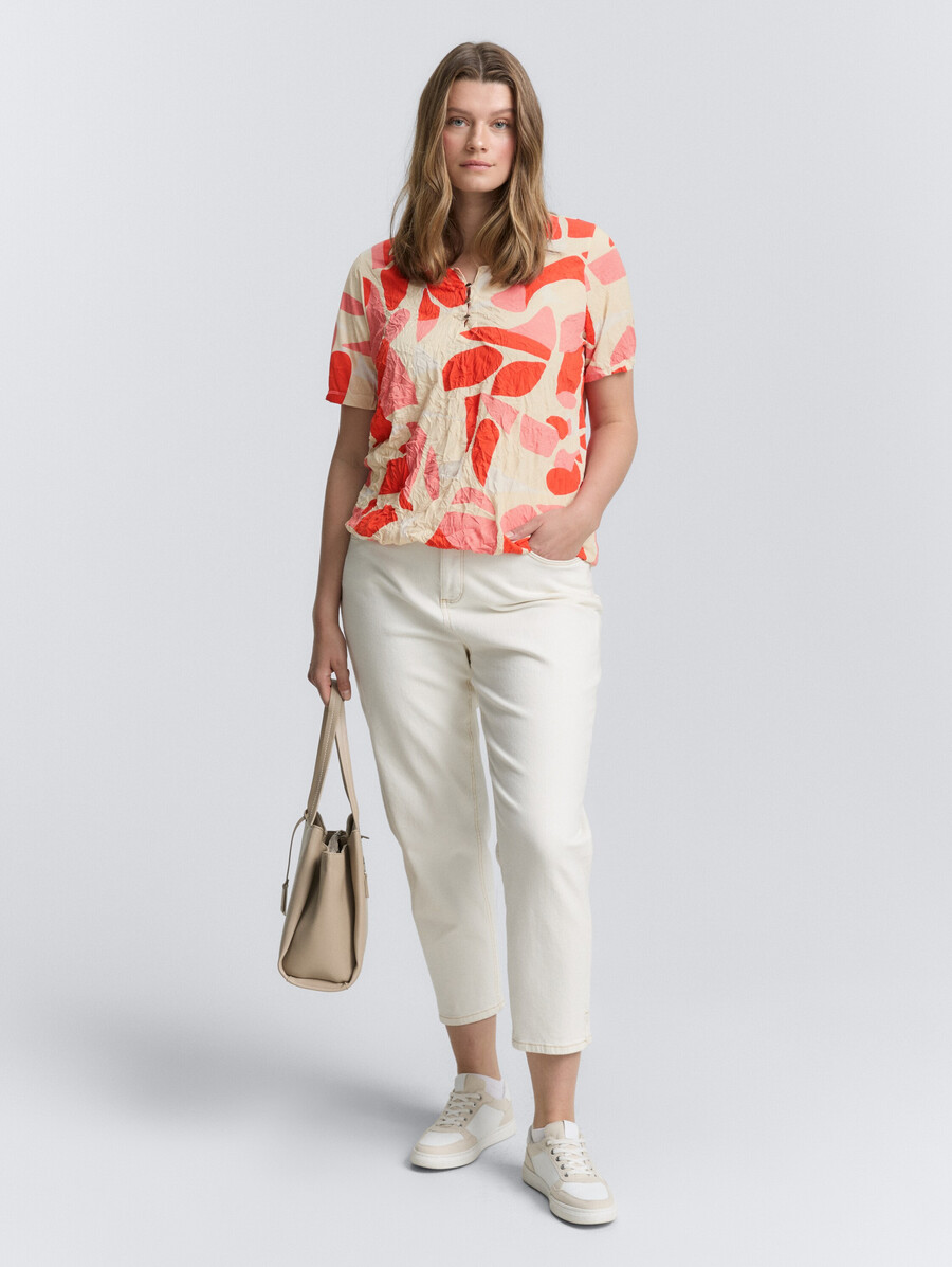 plus size - crinkle-t-shirt mit muster