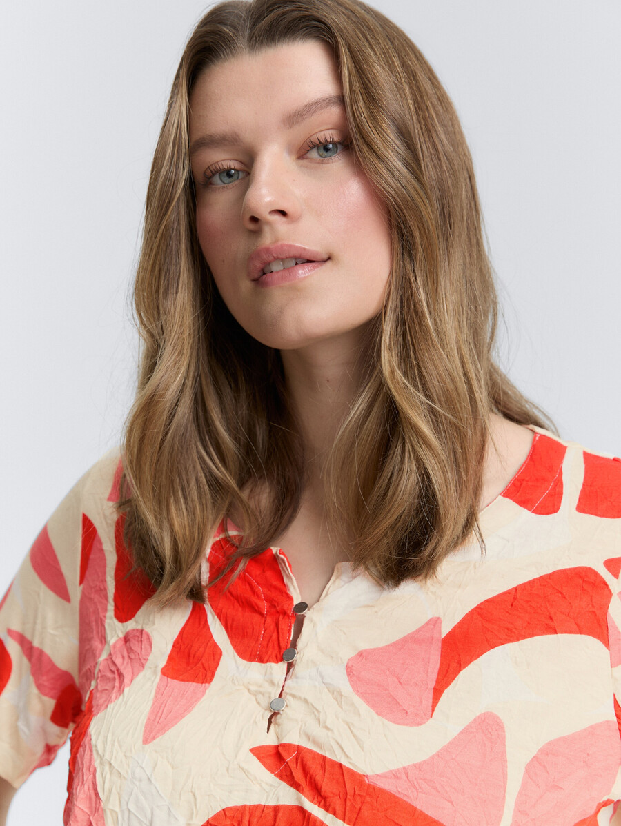 plus size - crinkle-t-shirt mit muster