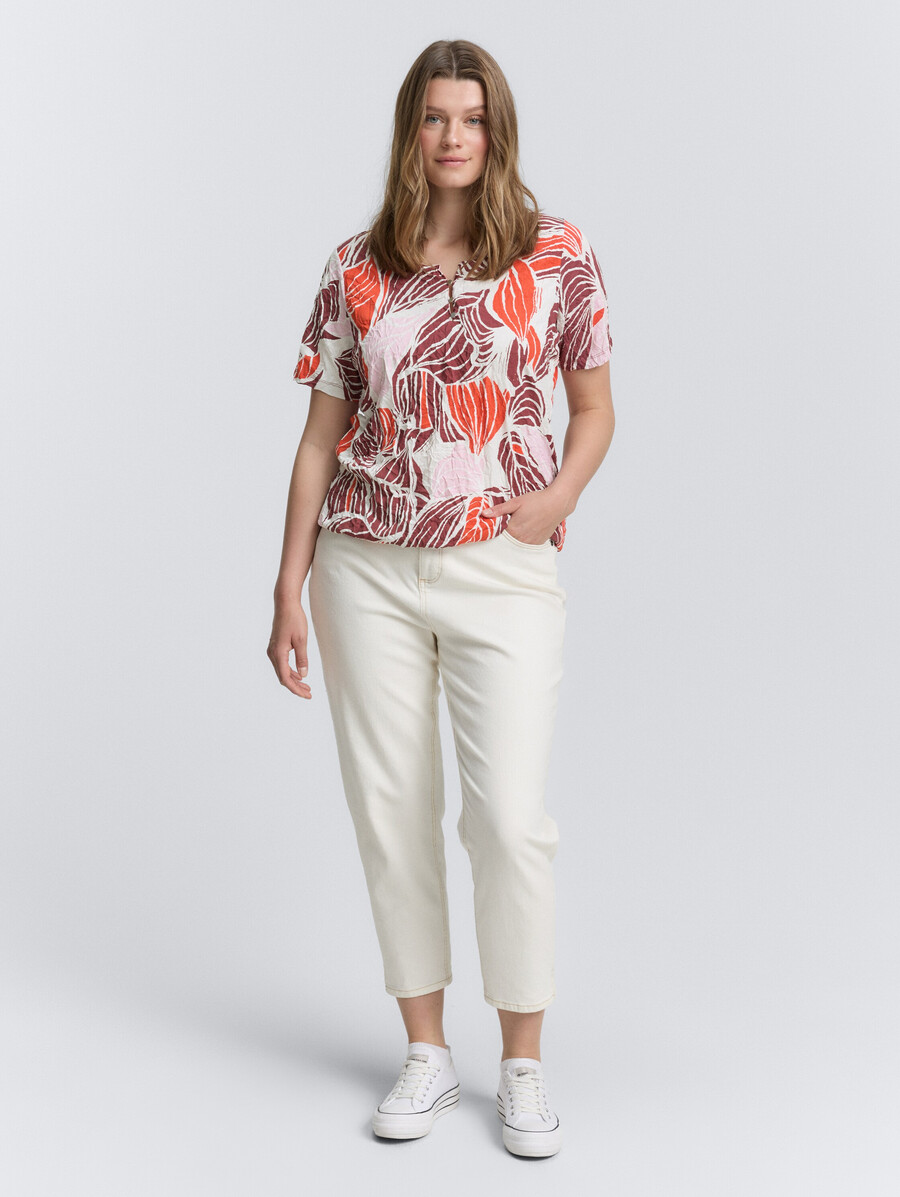 plus size - crinkle-t-shirt mit muster