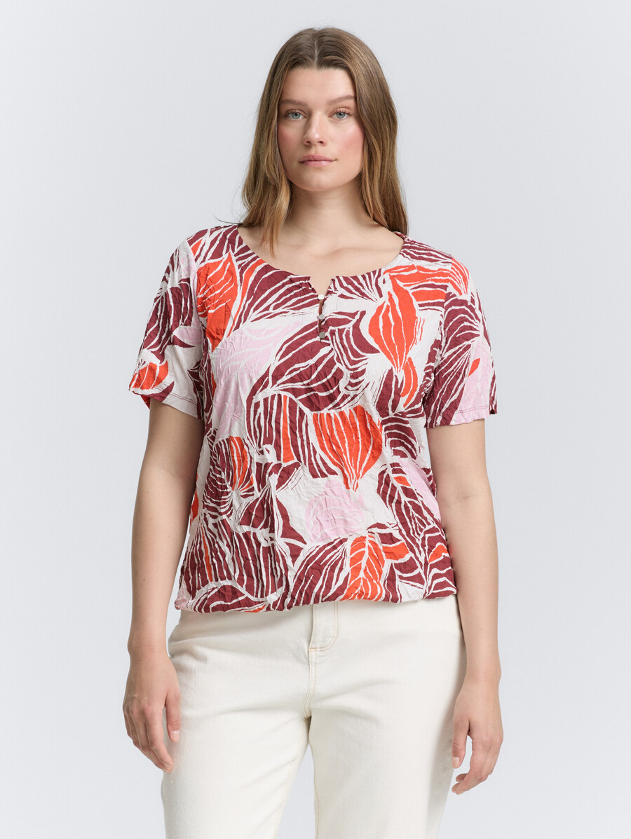 plus size - crinkle-t-shirt mit muster