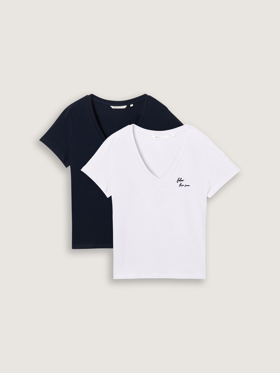 t-shirt mit v-ausschnitt im 2er-pack
