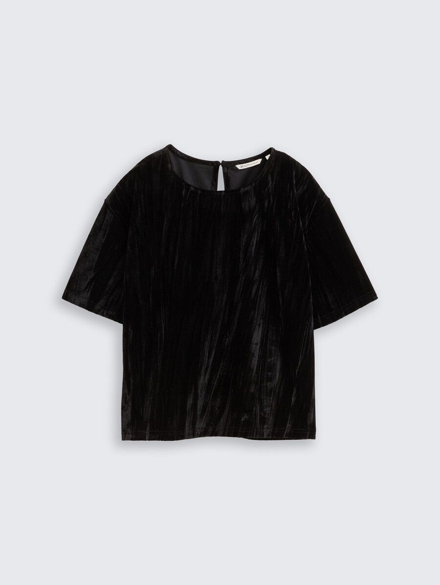 locker geschnittenes samt-t-shirt